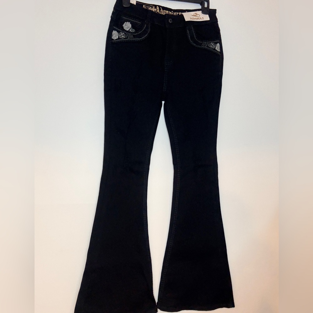 Adonai Corte Vaquero Embroidered Flare Jeans SIZE 9 - Picture 2 of 9